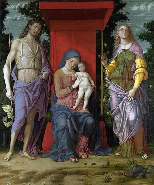 Madonna mit Hl. Maria Magdalena und Hl. Johannes dem Taufer, Andrea Mantegna